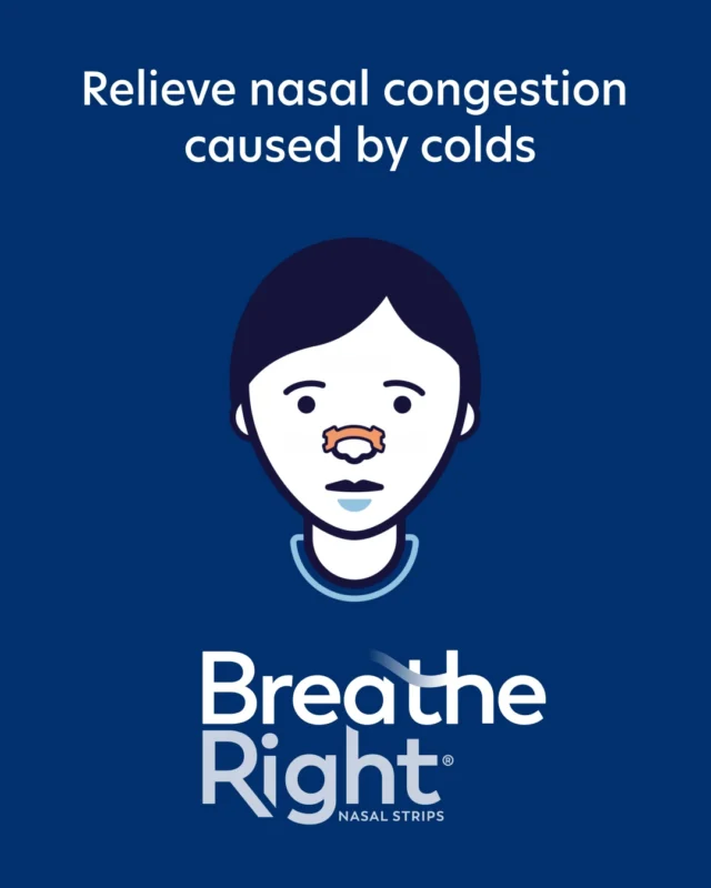 Plagued with nasal congestion from a cold?​

Try Breathe Right® nasal strips, the drug-free solution to get your airways open and your breath flowing freely. ​

​#BreatheRight